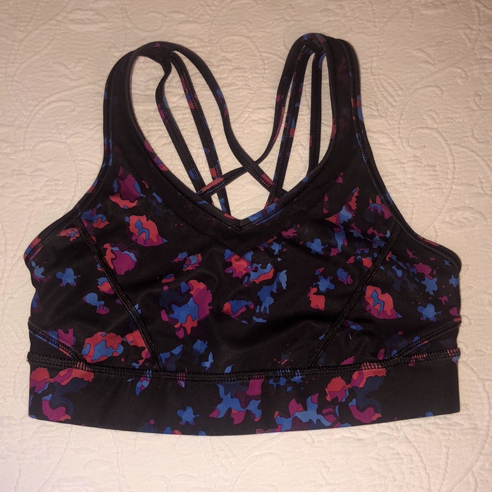 Lululemon Sports Bra Black Pink Floral 4
